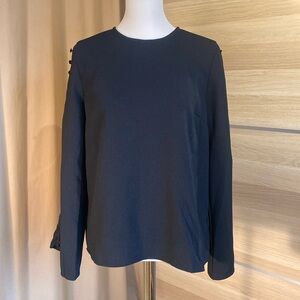 DO+BE Black Long Sleeve Blouse Button Detail Sleeve Minimalist Top M
